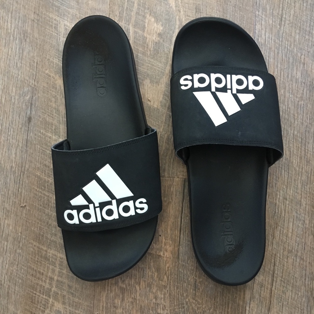 Adidas | Black & White Slide Foam Sandals